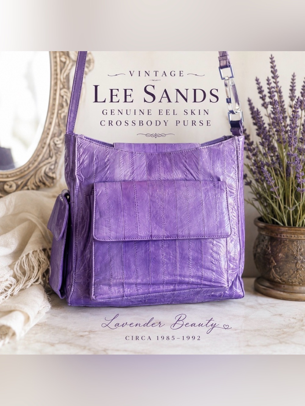 Lee Sands - vintage 80s - Lavender Eel Skin Crossbody Bag